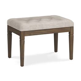 Tiramisubest - Small Tufted Linen Ottoman Bench with Carved Legs in Natural - Gray