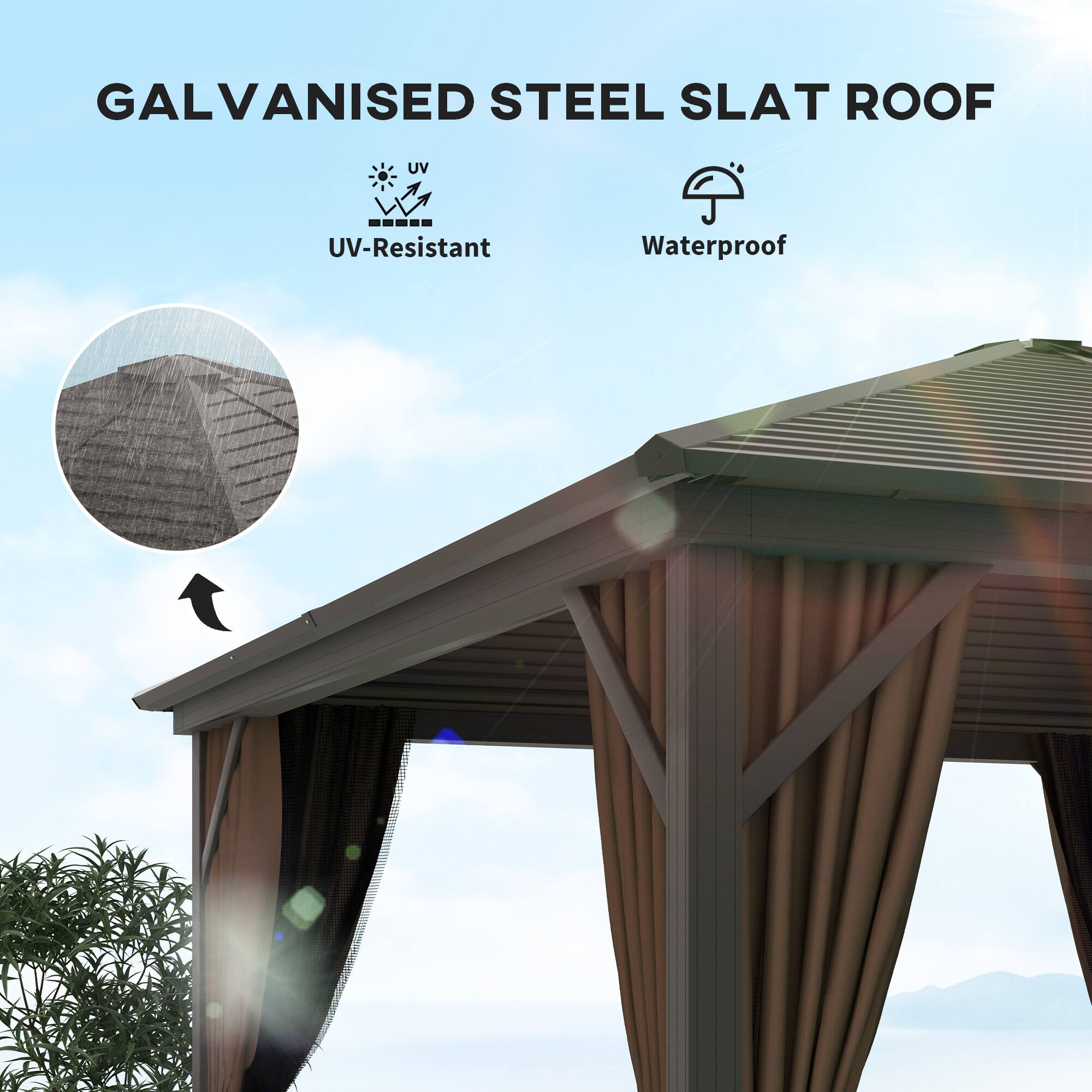 GALVANISED STEEL SLAT ROOF UV-Resistant Waterproof