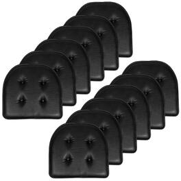 Sweet Home Collection - U-Shape Memory Foam Chair Pad Cushion No Slip Faux Leather 16" x 17", 12-Pack - Black