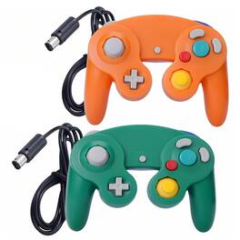 Kitcheniva - Wired NGC Controller Gamepad For Nintendo GameCube & Wii U Console 2 Pcs Green/Orange - Green / Orange