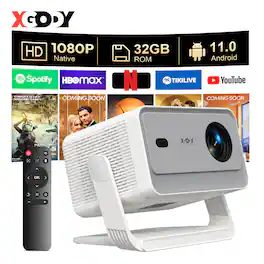 Xgody - A6 Pro Smart Projector 1080P FHD 25000 Lumens Android 11 WiFi Bluetooth 5.4 Auto Focus HDR10 32GB Home Theater