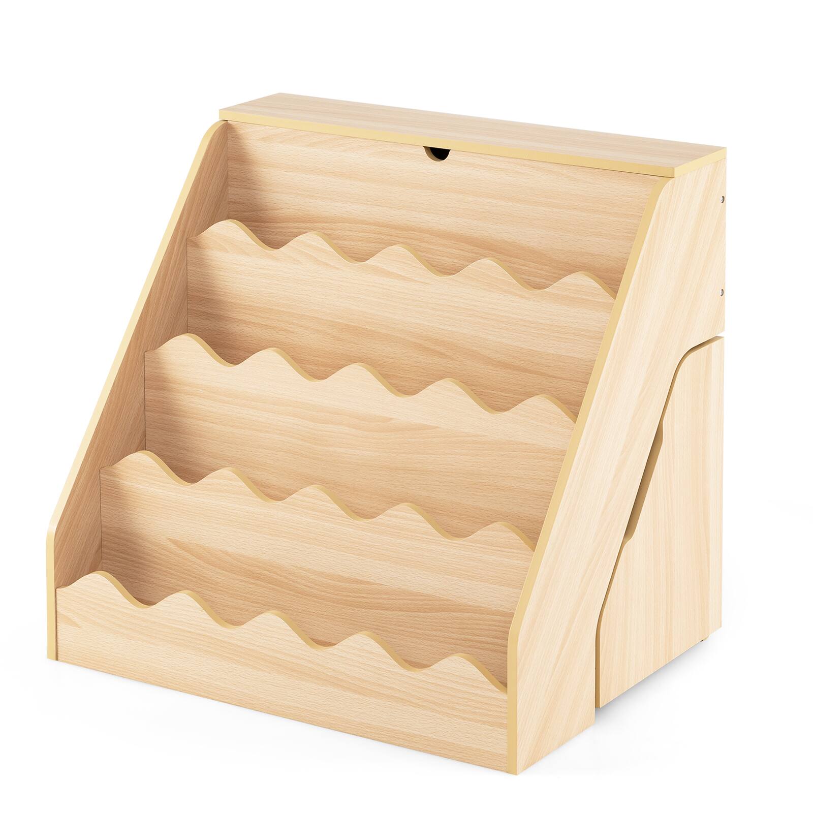 Alt View 9. Costway - Costway Kids' Bookshelf & Toy Storage Organizer with Rolling Drawer Cart, 4 Tier Book Shelf - Natural.