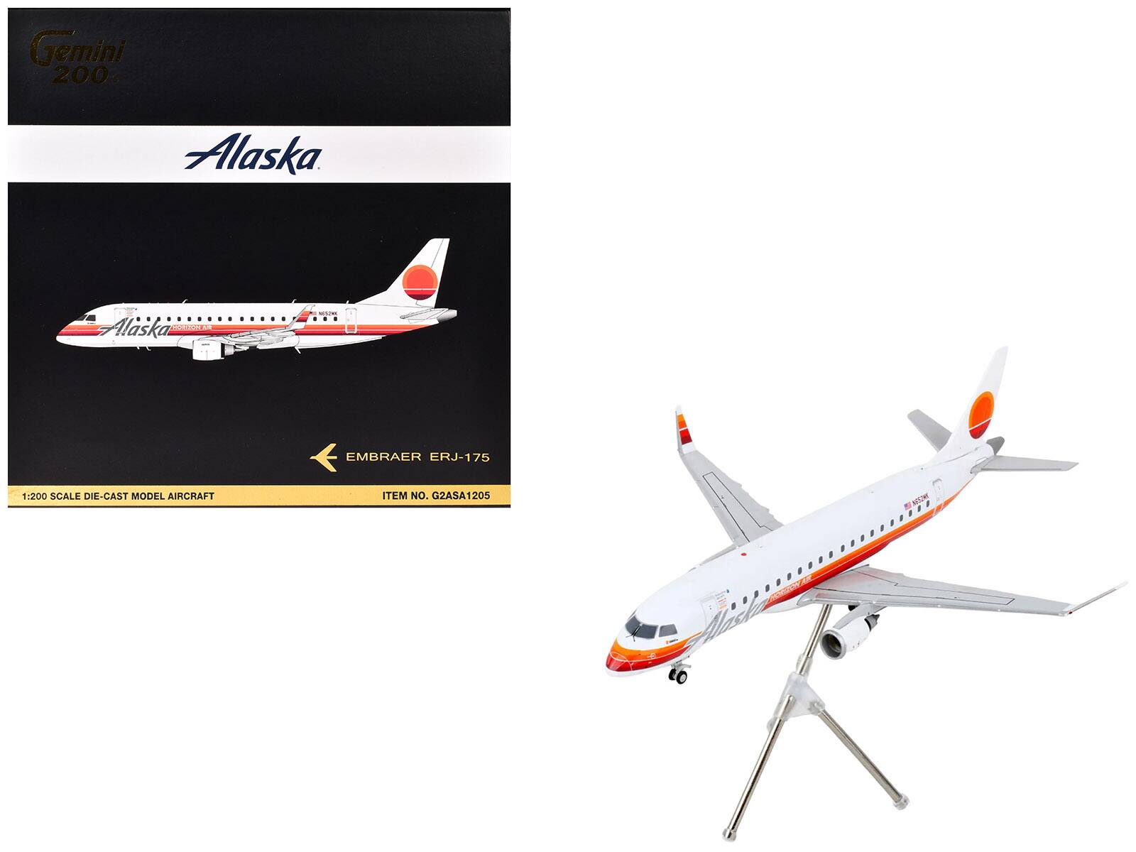 Gemini 200 Alaska Alaska DURPURE SM EMBRAER ERJ-175 1:200 SCALE DIE-CAST MODEL AIRCRAFT ITEM NO. G2ASA1205