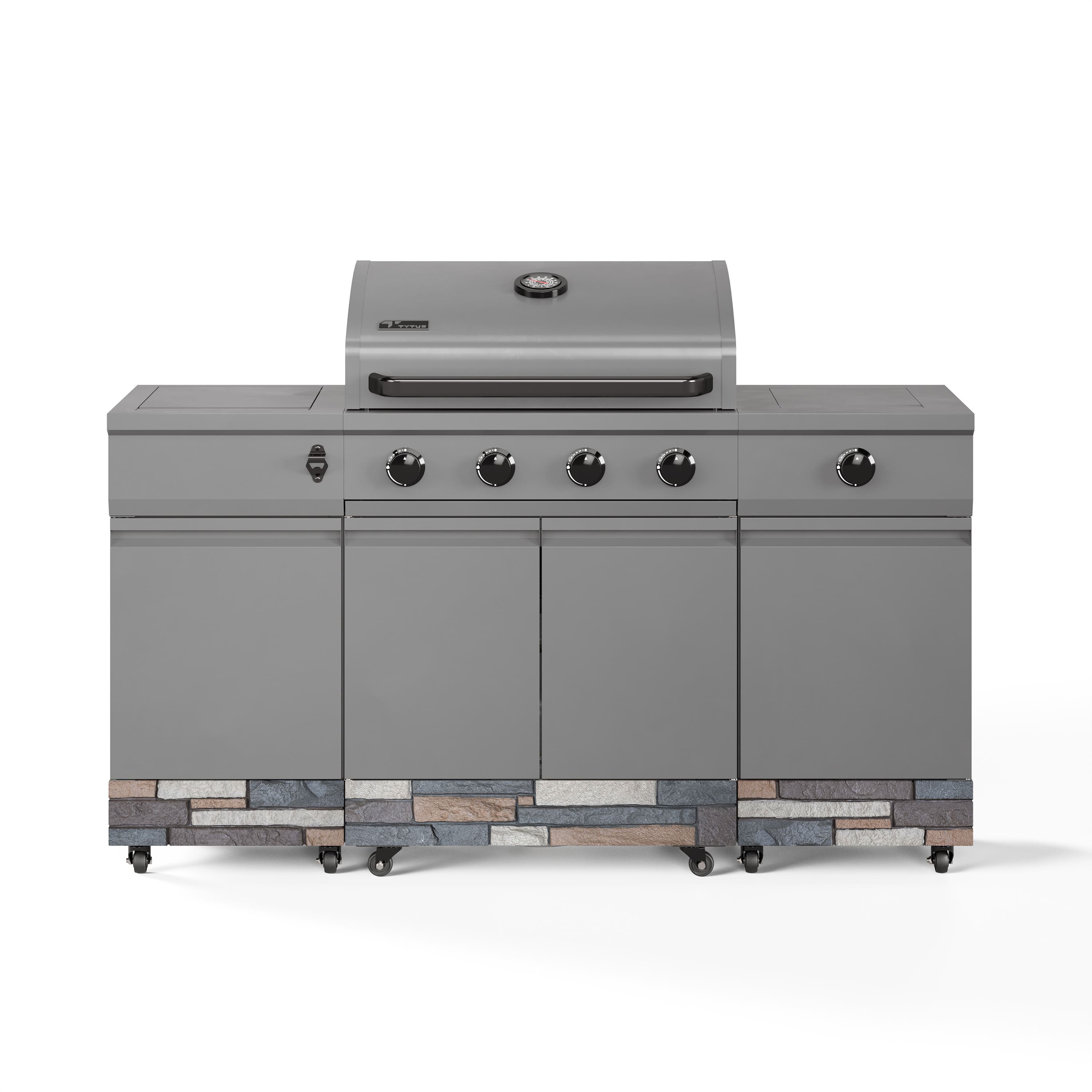 TYTUS Grills - Fresno Series Ash Stacked Stone Island Grill - Gunmetal Gray - Angle_Zoom