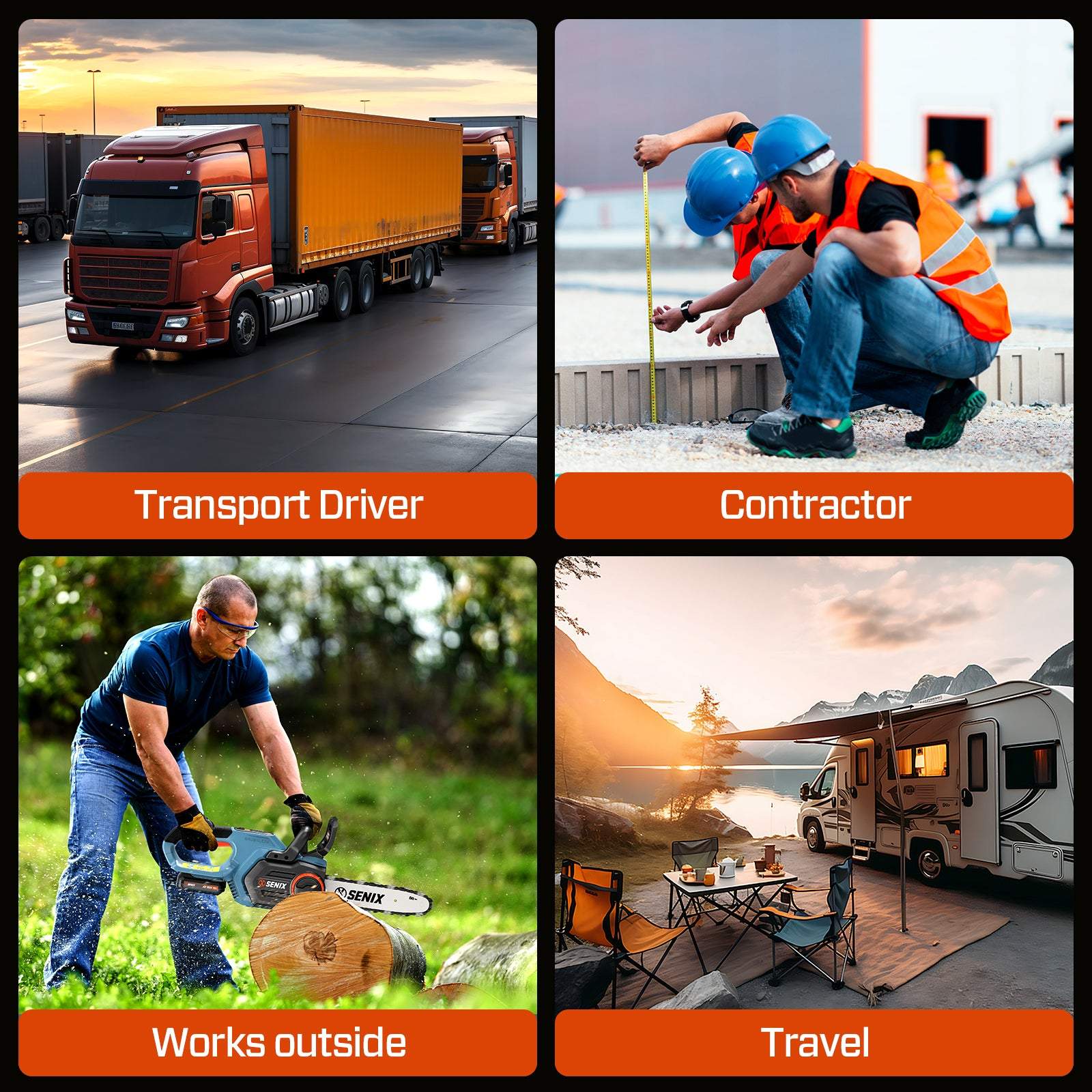 - Transport Driver
- Contractor
- Works outside
- Travel