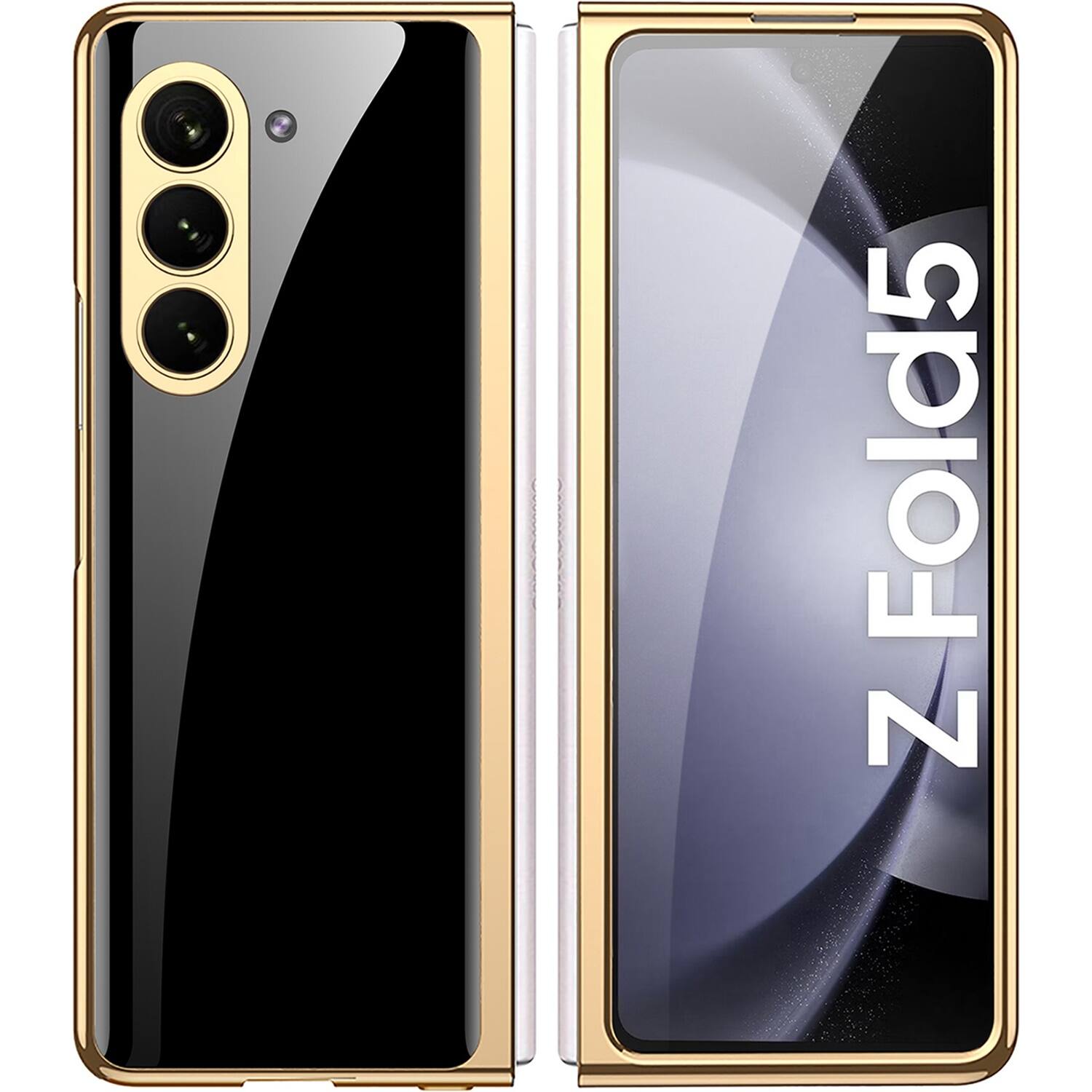 Alt View 11. SaharaCase - Marble Series Case for Samsung Galaxy Z Fold5 - Black/Gold.