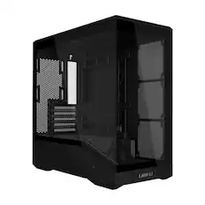 Front. Lian Li - Vector V100 MINI Micro-ATX Compact PC Case, Panoramic Tempered Glass, 415mm GPUs, 360mm Radiator-V100MIX - Black.