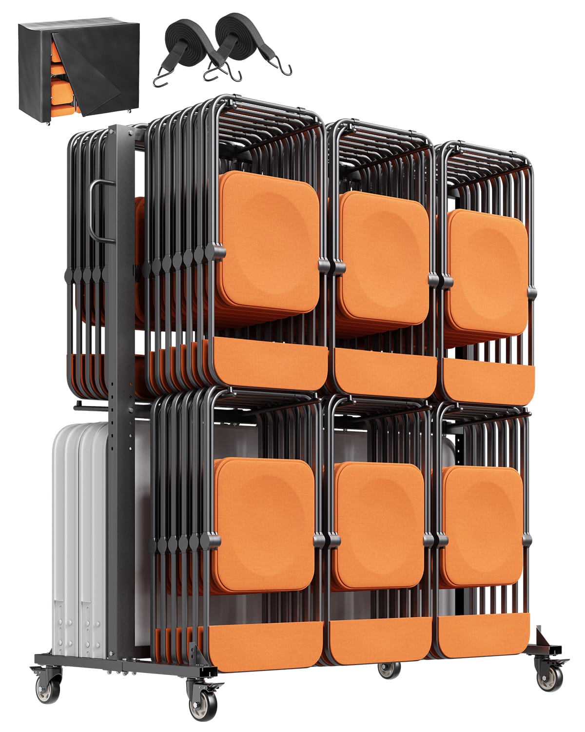 VEVOR - Folding Chair Rack, 800 LBS Capacity, Chair Cart for 84 Chairs/ 12 Tables+42 Chairs, Dual-layer Chair Storage Dolly - Black price history on PriceWatchPro