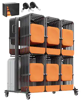 VEVOR - Folding Chair Rack, 800 LBS Capacity, Chair Cart for 84 Chairs/ 12 Tables+42 Chairs, Dual-layer Chair Storage Dolly - Black