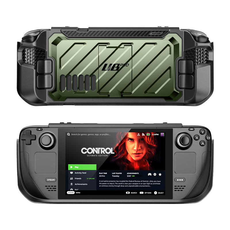 Sure, here is the corrected and grouped text from the image:

---

**Top Section:**

- "ARN SPAR LE + O"
- "Search for games, genres, tags, or profiles..."
- "CONTROL ULTIMATE EDITION"
- "11:44PM"
- "X Y A B"
- "Play"
- "Activity feed"
- "Friends"
- "Achievements"
- "PAT - LAST PATES"
- "MDREVEMENTS"
- "24 hrs"
- "Tuesday"
- "A corruptive entity has invaded the Federal Bureau of Control. Only you have the power to fight and survive through deep, unpredictable environments."

**Bottom Section:**

- "STEAM"
- "MARC a TO SELEST"
- "Play"
- "Activity feed"
- "Friends"
- "Achievements"
- "Play Time: 24 hrs"
- "Last Played: 24 hrs"
- "A corruptive entity has invaded the Federal Bureau of Control. Only you have the power to fight and survive through deep, unpredictable environments."
- "SEARCH"
- "OPTIONS"
- "SELECT"

---