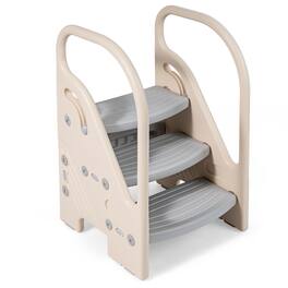 Gymax - Toddler Step StoolAdjustable 3-Step Helper Stool w/ Safety Handles&Non-slip Pad - Gray