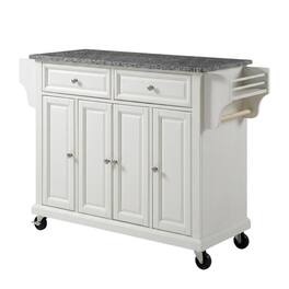 Crosley Furniture - Full Size Granite Top Kitchen Cart - White