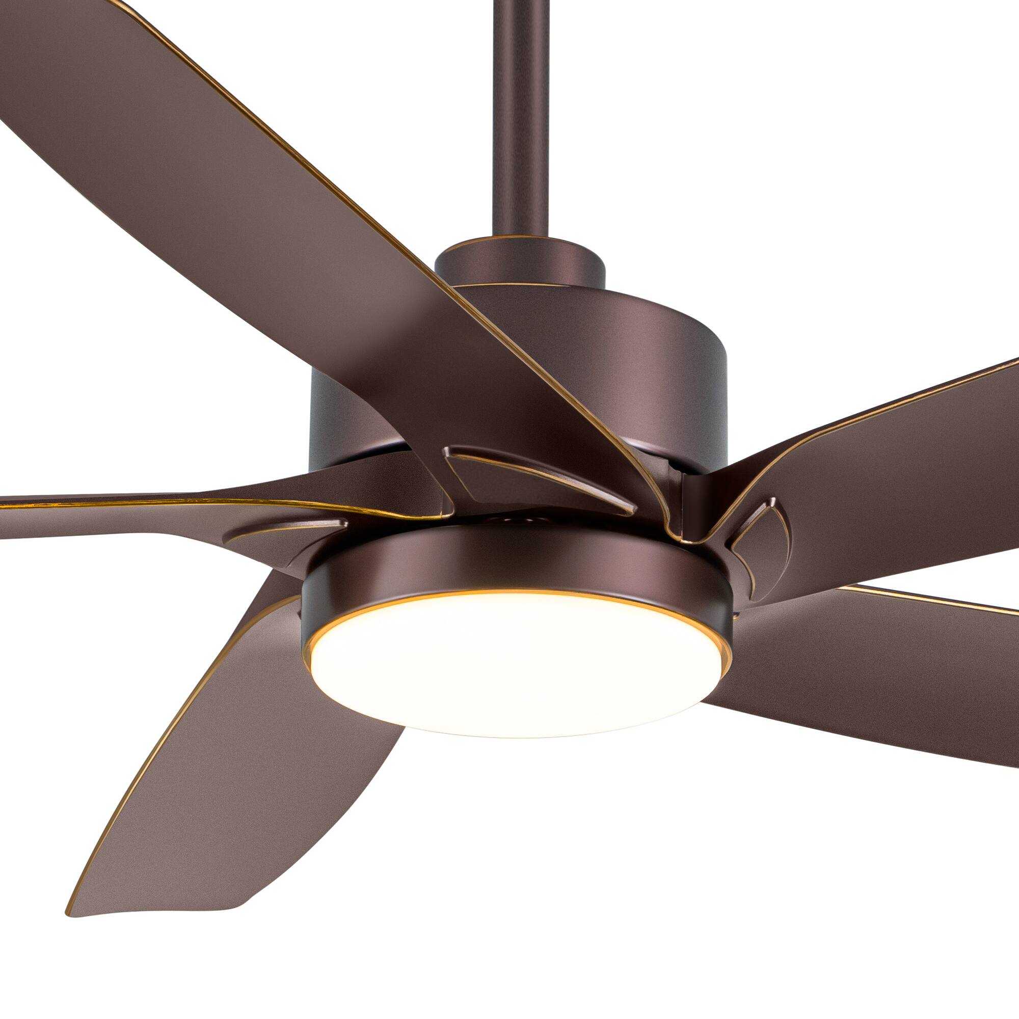 Left. Breezary - 54-Inch Indoor Ceiling Fan with 3-Color Light, 5 ABS Blades, 6-Speed DC Motor, Remote & Timer, Memory, 6"/12" Downrods - Oil-Rubbed-Bronze.