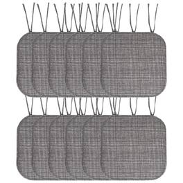 Sweet Home Collection - Aria Memory Foam Non-Slip 16" x 16" Chair Cushion Pad with Ties, 12-Pack - Gray