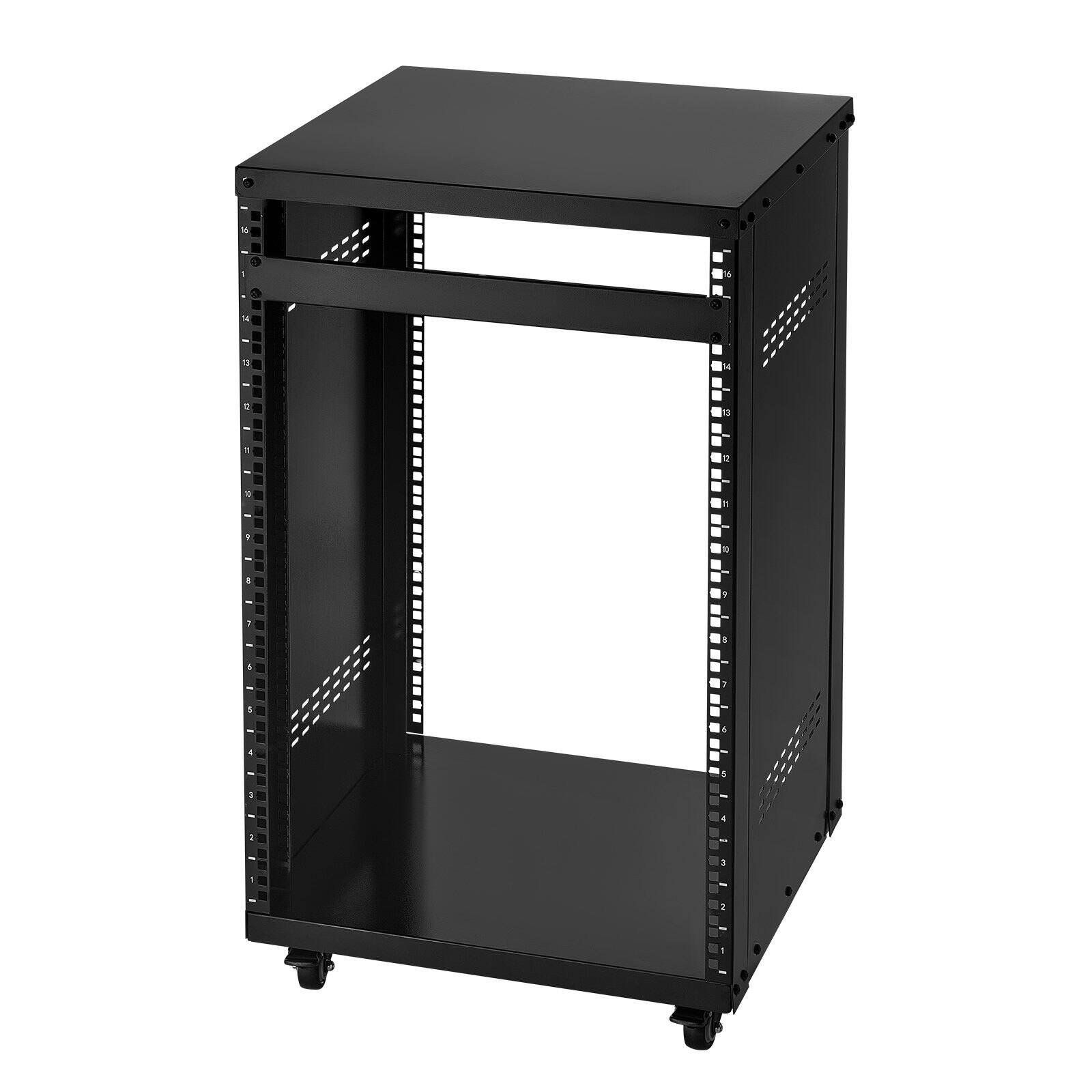 Alt View 9. Glintex - 16U Rack Case, 200 lbs Capacity AV Studio Rack with Lockable Wheels, Open Frame Vent Design for 19" Equipment.
