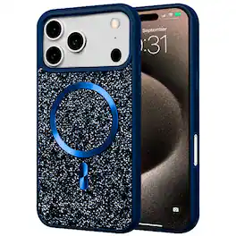 Entronix - Rhinestone Case for iPhone 17 Pro - Stylish and Protective Design - Blue