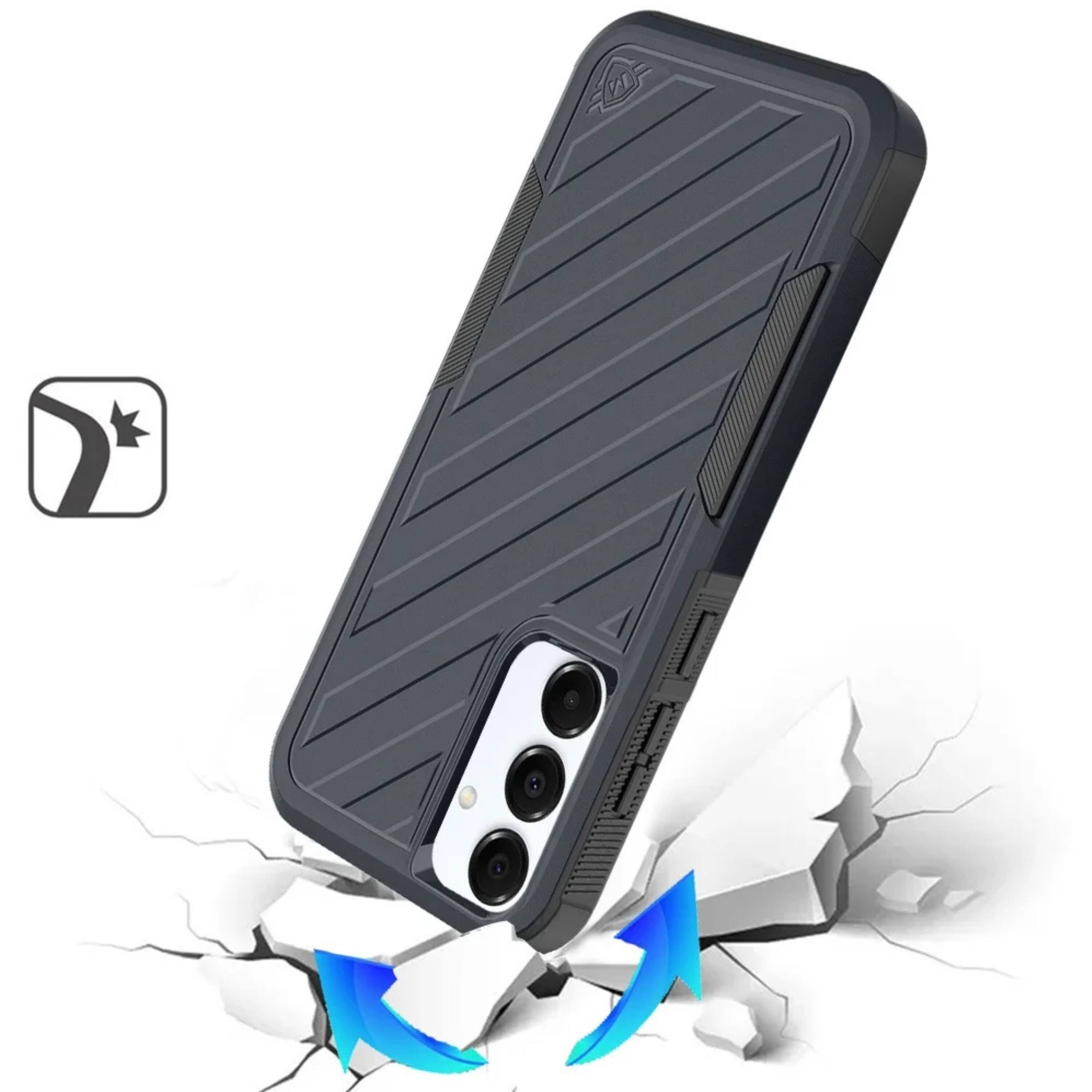Left. Kitcheniva - Shockproof Rugged Case For Samsung S25 Plus S24 Plus Dual Layer Design Blue - Blue.