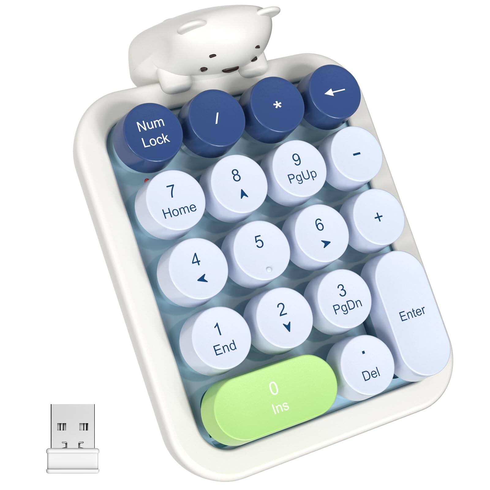 Comfort Essence - Wireless Number Pad - Numeric Keypad Silent Usb Keypads Portable Financial Accounting Numpad For - Mixed Blue