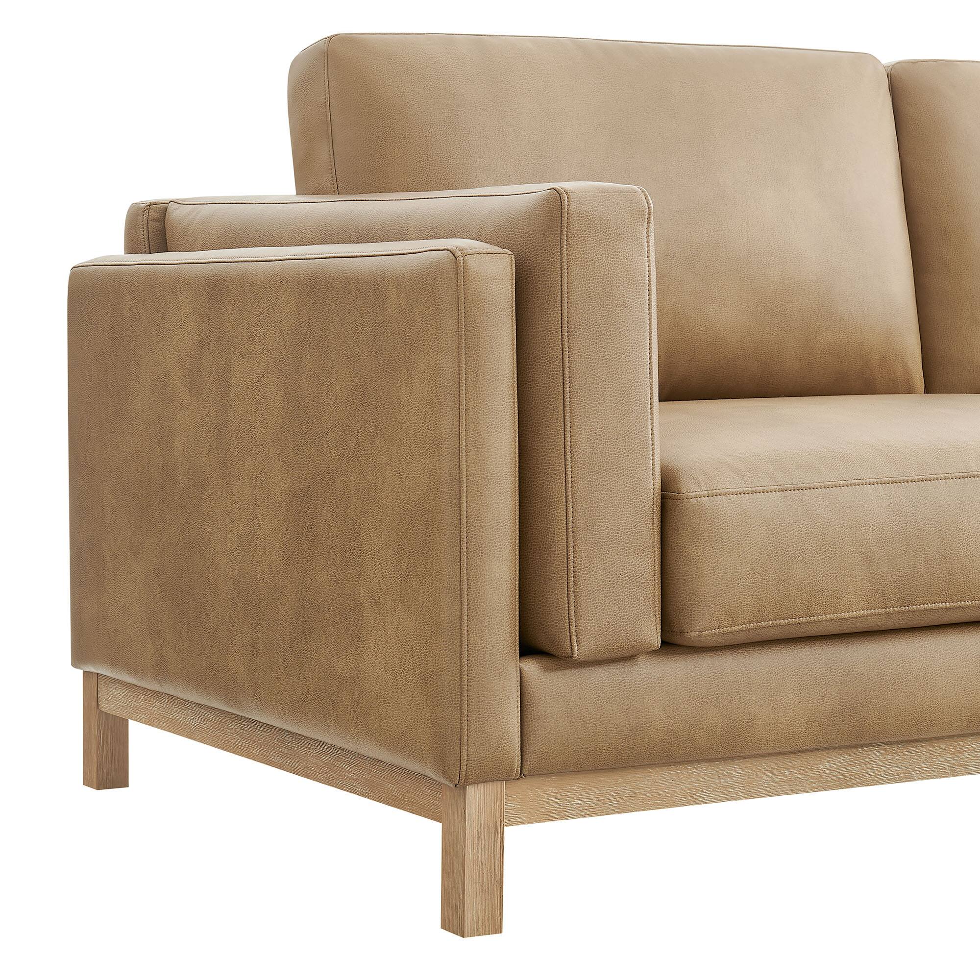Alt View 6. Modway - Roscoe 81 inch Vegan Leather Sofa by Modway - Toast.