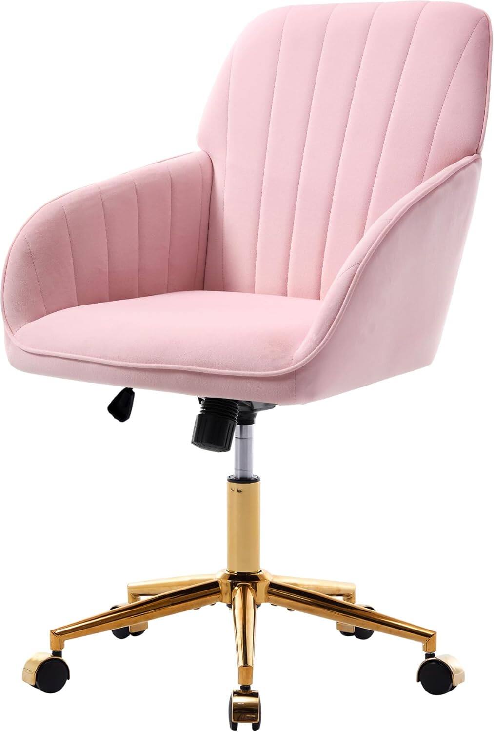 Alt View 1. Trinkets Crazed - 24.6" Velvet Office Chair, Ergonomic Swivel Desk Chair with Memory Foam Seat - Adjustable Height Computer Chair - pink.