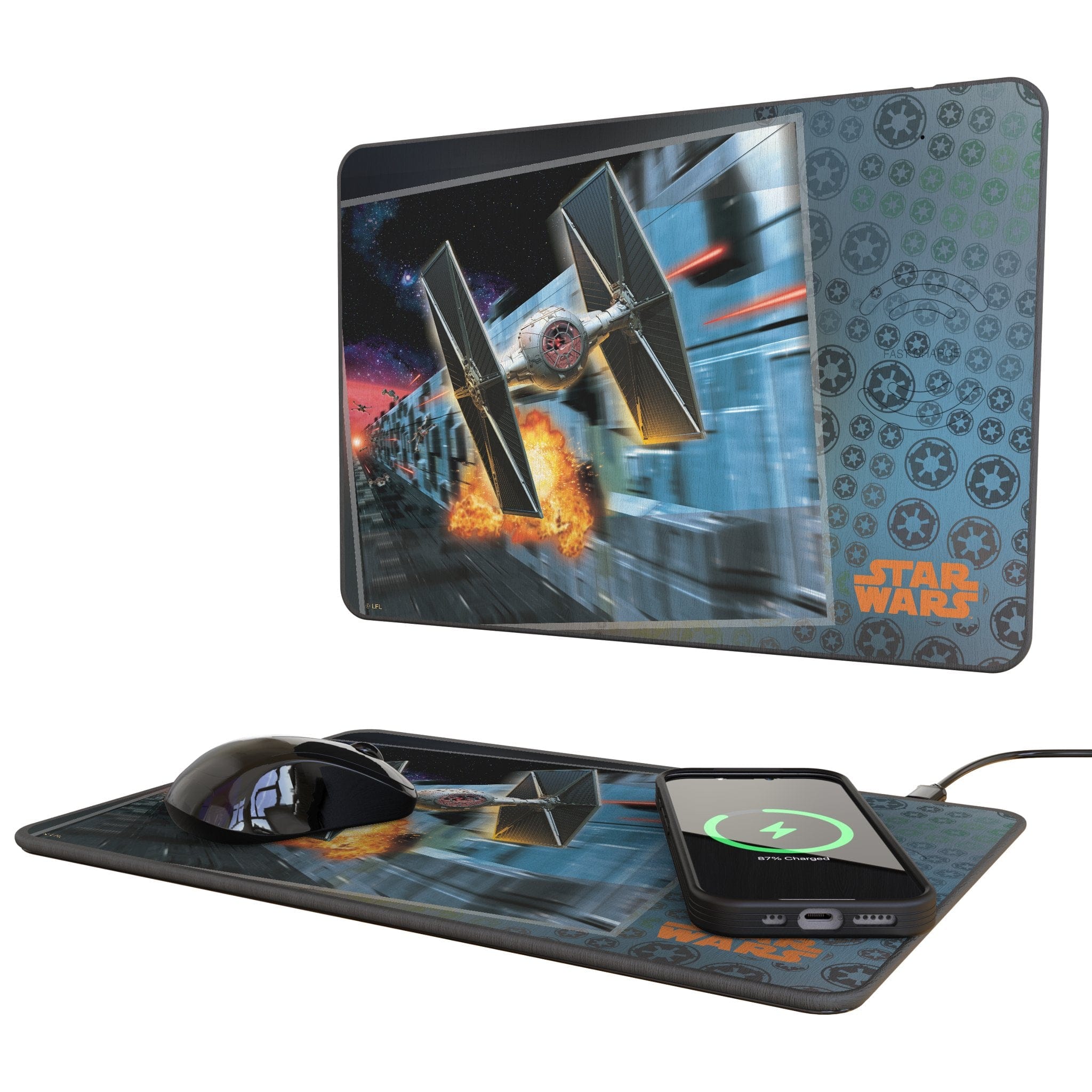 Keyscaper - Star Wars: A New Hope Portrait 15-Watt Wireless Charger and Mouse Pad - TIE Fighter