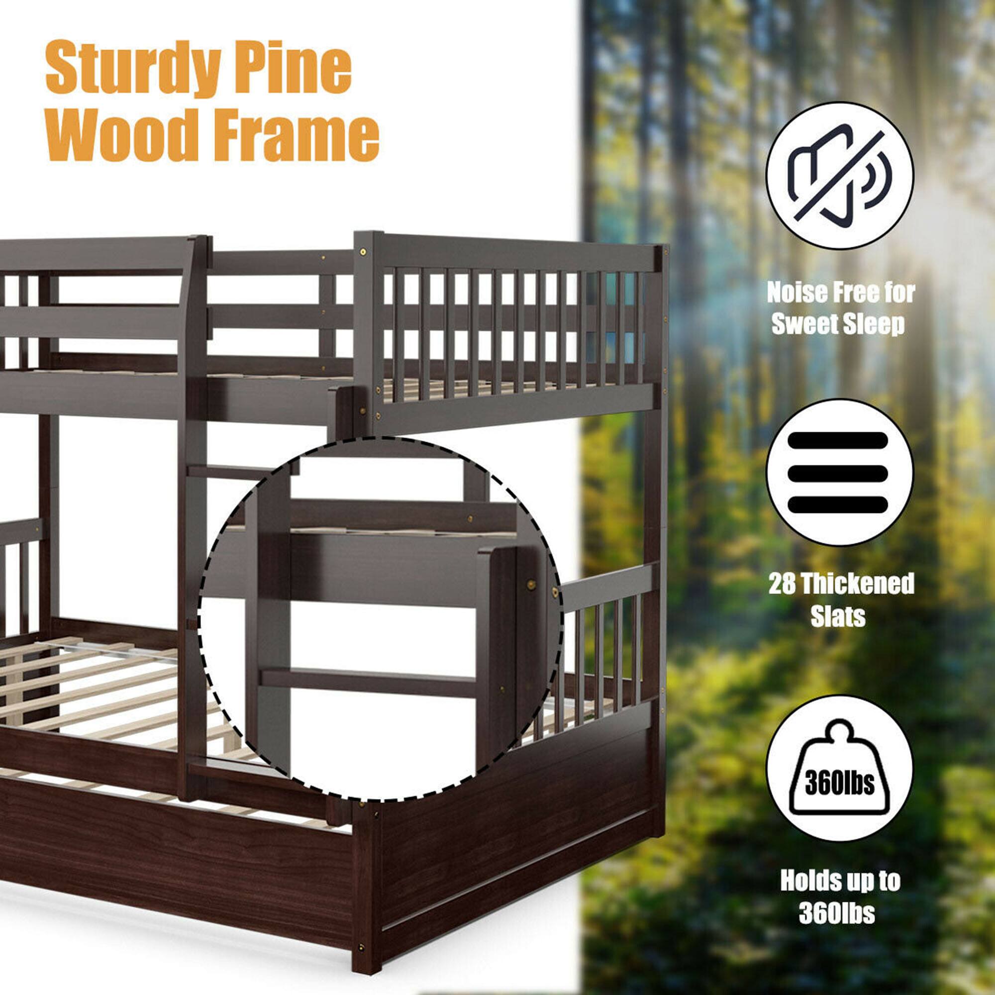 Sturdy Pine Wood Frame

- Noise Free for Sweet Sleep
- 28 Thickened Slats
- Holds up to 360lbs