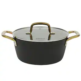 Oster - Abbottsford 7 Quart Nonstick Aluminum Dutch Oven with Glass Lid - Black