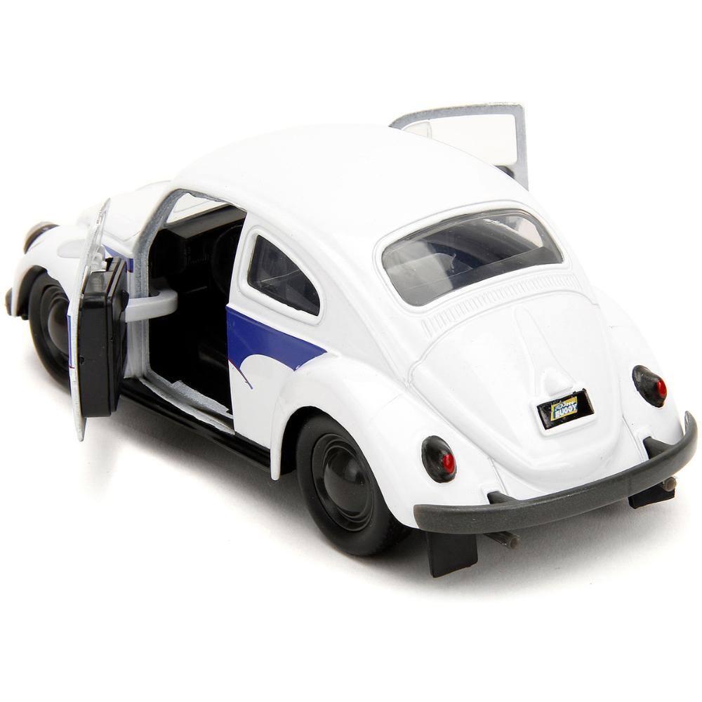 Left. Jada - 1959 Volkswagen Beetle "Holt" White with Blue Graphics and Boxing Gloves Accessory "Punch Buggy" Series 1/32 - White and Blue.