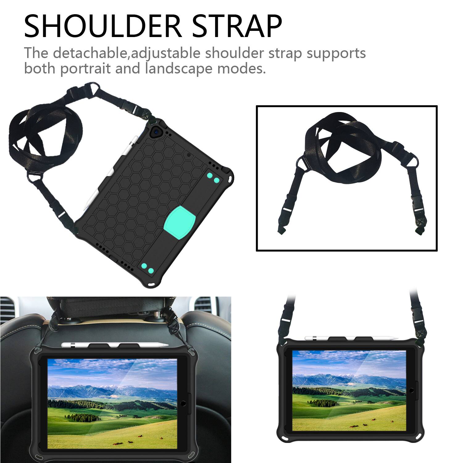 SHOULDER STRAP  
The detachable, adjustable shoulder strap supports both portrait and landscape modes.