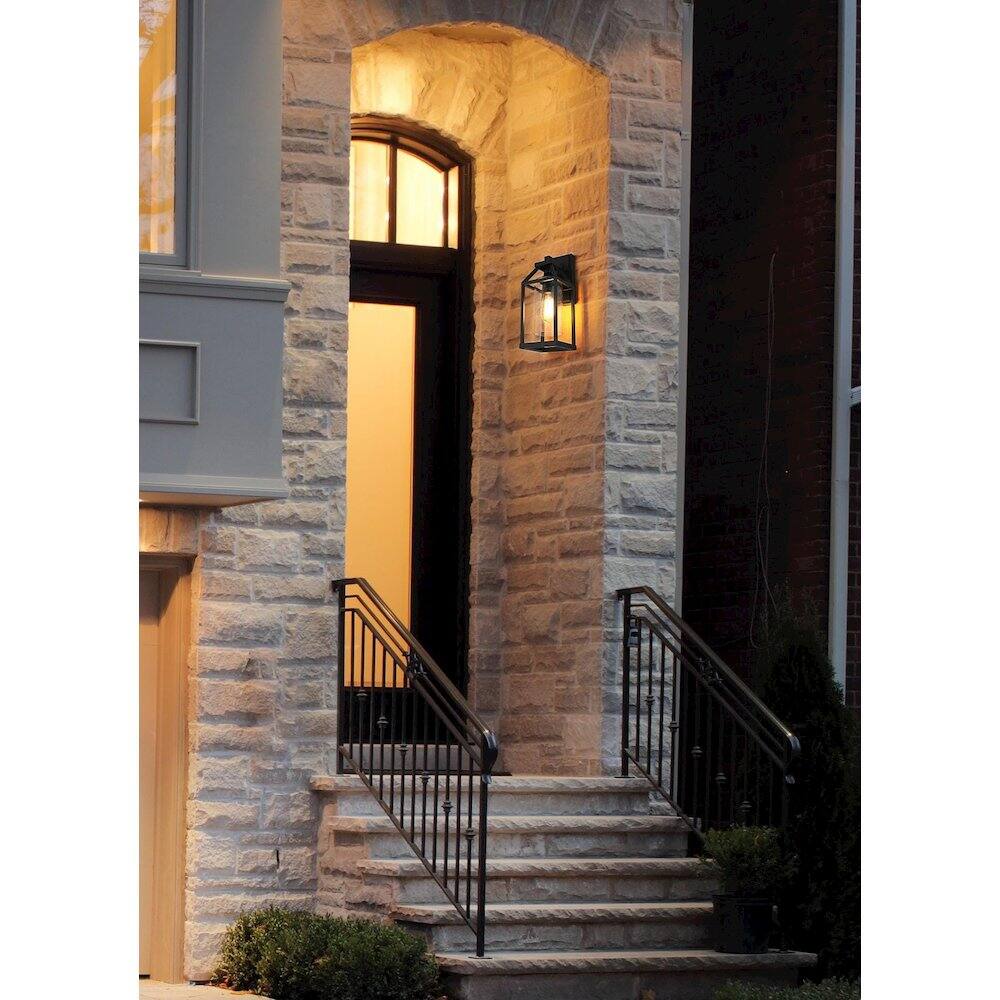 Alt View 4. Elegant Lighting - Zora 14 inch Outdoor Wall sconce in Black - Black And Clear.