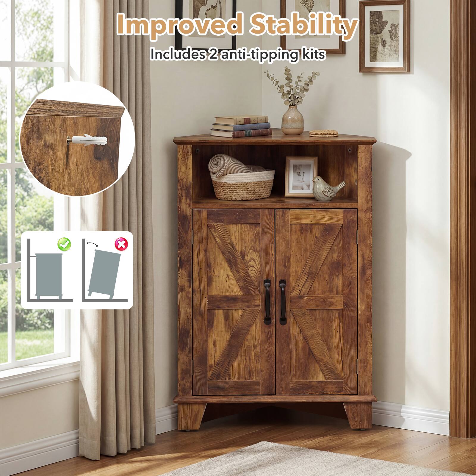 Improved Stability  
Includes 2 anti-tipping kits