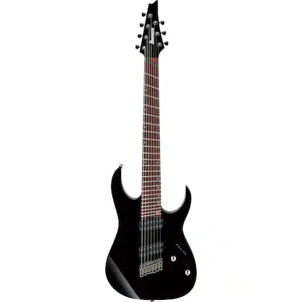 Front. Ibanez - Ibanez RG Iron Label RGMS7 Multi Scale 2018 7-String Electric Guitar, Black.