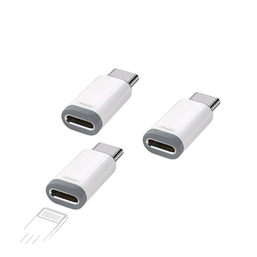 Qixxronics - 3PCS Lightning to USB-C Adapter for iPhone 17 16 15, iPad Pro/Air, Samsung S25 S24, Charger Connector, Not for Audio/OTG - White