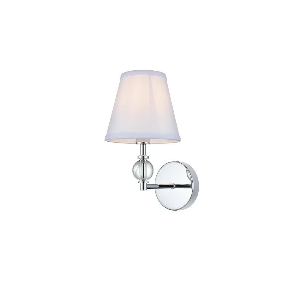 Angle. Living District - Bethany 7 inch Wall Sconce in Chrome - Chrome And White.