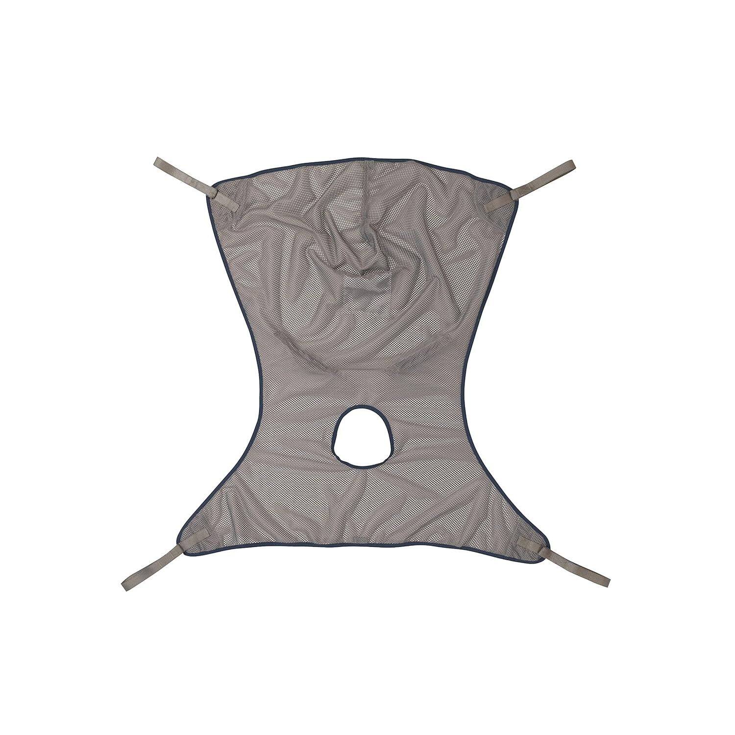 Front. Invacare - Premier Comfort Full Body Sling with Commode Opening (Small, 500 lb Capacity, Net Fabric) - Gray.