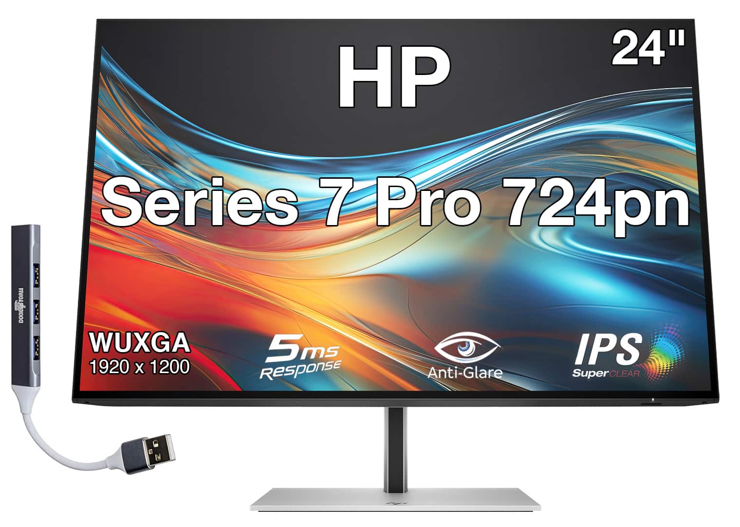 HP - Series 7 Pro 724pn 24" WUXGA IPS Monitor With 5ms Response Time, Flicker Free, Displayport, HDMI & DKZ (8X534AA#ABA) - Black/Silver