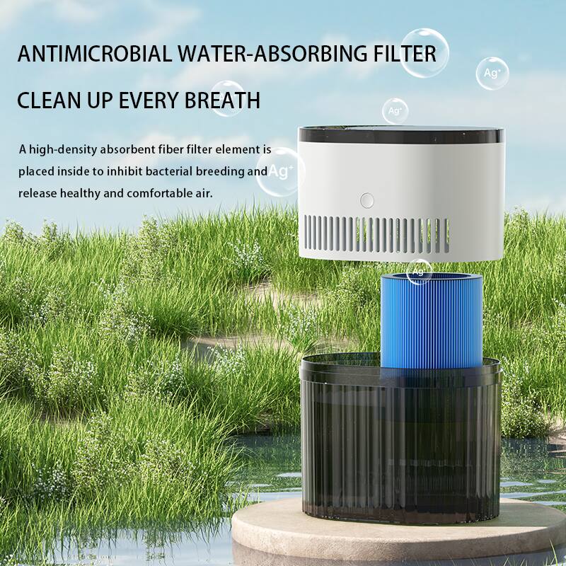 ANTIMICROBIAL WATER-ABSORBING FILTER  
CLEAN UP EVERY BREATH  

A high-density absorbent fiber filter element is placed inside to inhibit bacterial breeding and release healthy and comfortable air.