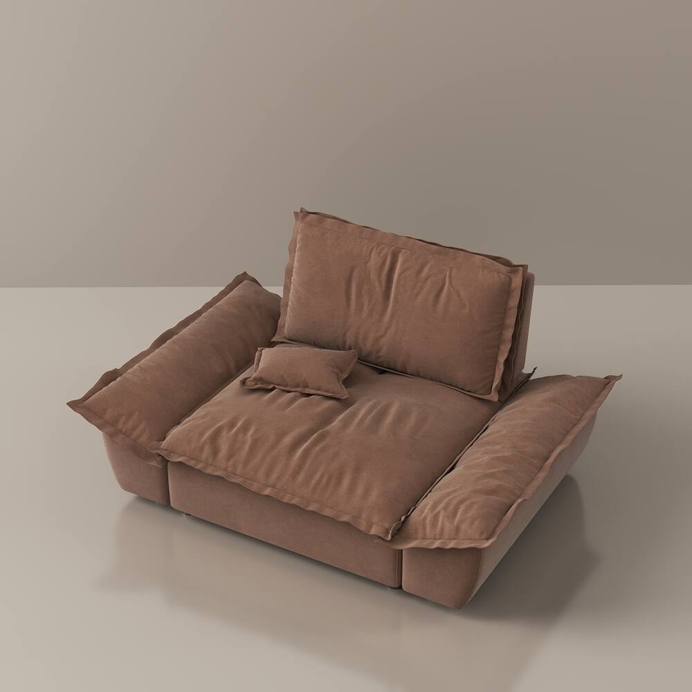 Alt View 8. POVISON - 63.39" Modern Brown Pet-Friendly Single Sofa Chair with Adjustable Backrest - Brown Suede Fabric.