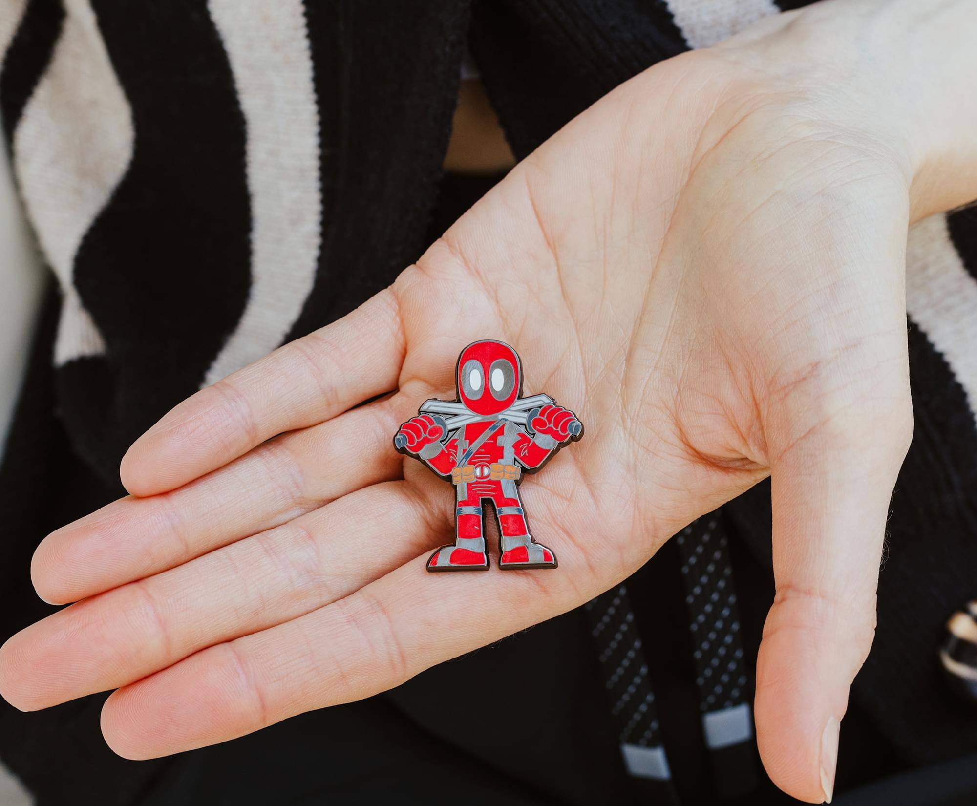 Alt View 5. SalesOne LLC - Marvel Deadpool With Swords Enamel Pin | Toynk Exclusive - Red/Black.