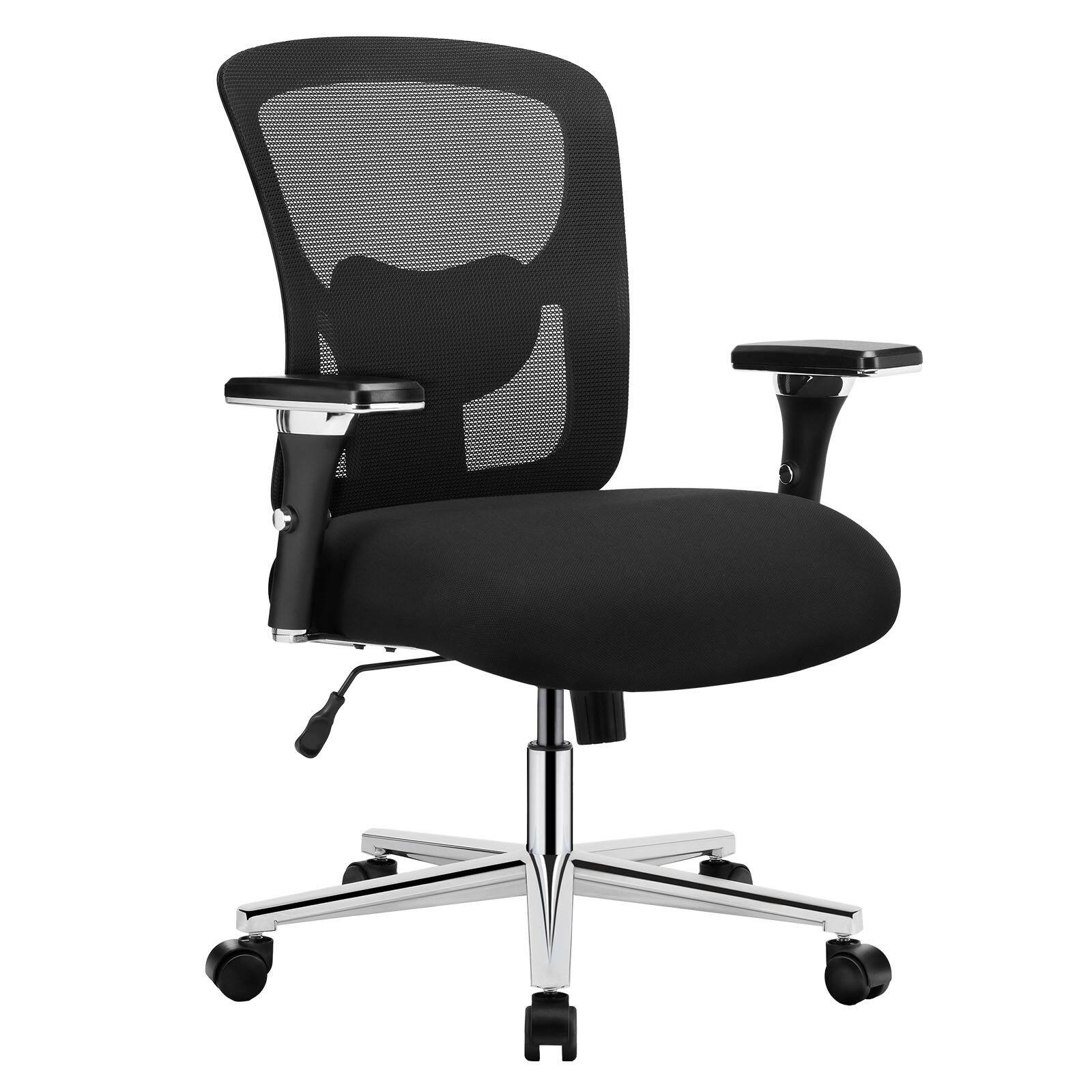 Front. Spaco - Spaco Big and Tall Executive Office Desk Chair with Lumbar Support, 500LBS Heavy Duty Mesh Ergonomic Chair with Arms - Black.