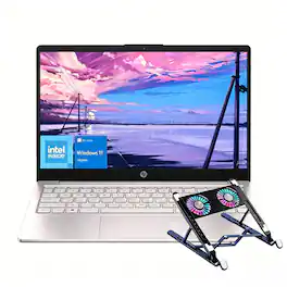 HP - Upgraded - 14" HD Laptop - Intel N-Series N150 - 8GB RAM 128GB eMMC - Laptop cooler - Pink