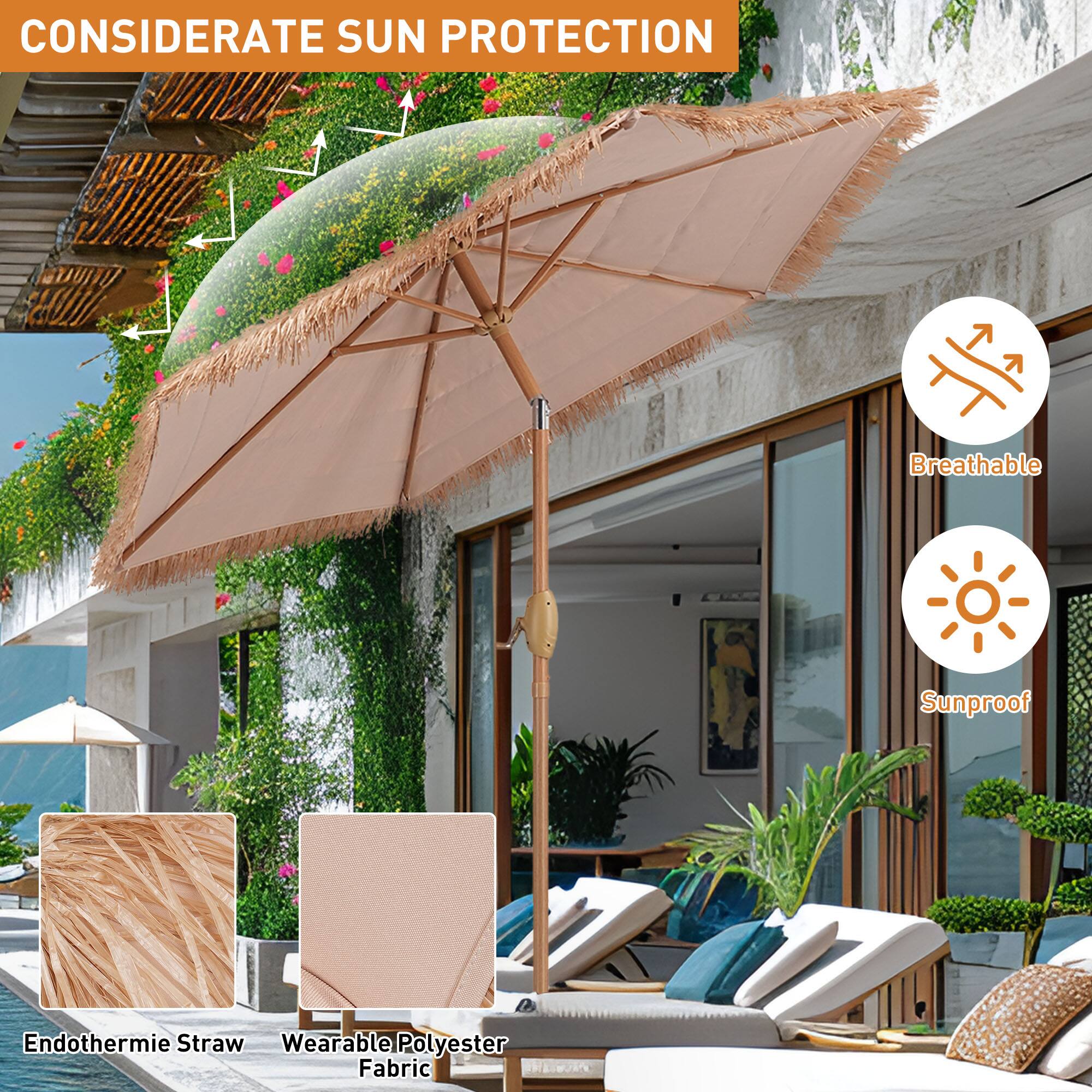 CONSIDERATE SUN PROTECTION

Breathable
Sunproof

Endothermie Straw Wearable Polyester Fabric