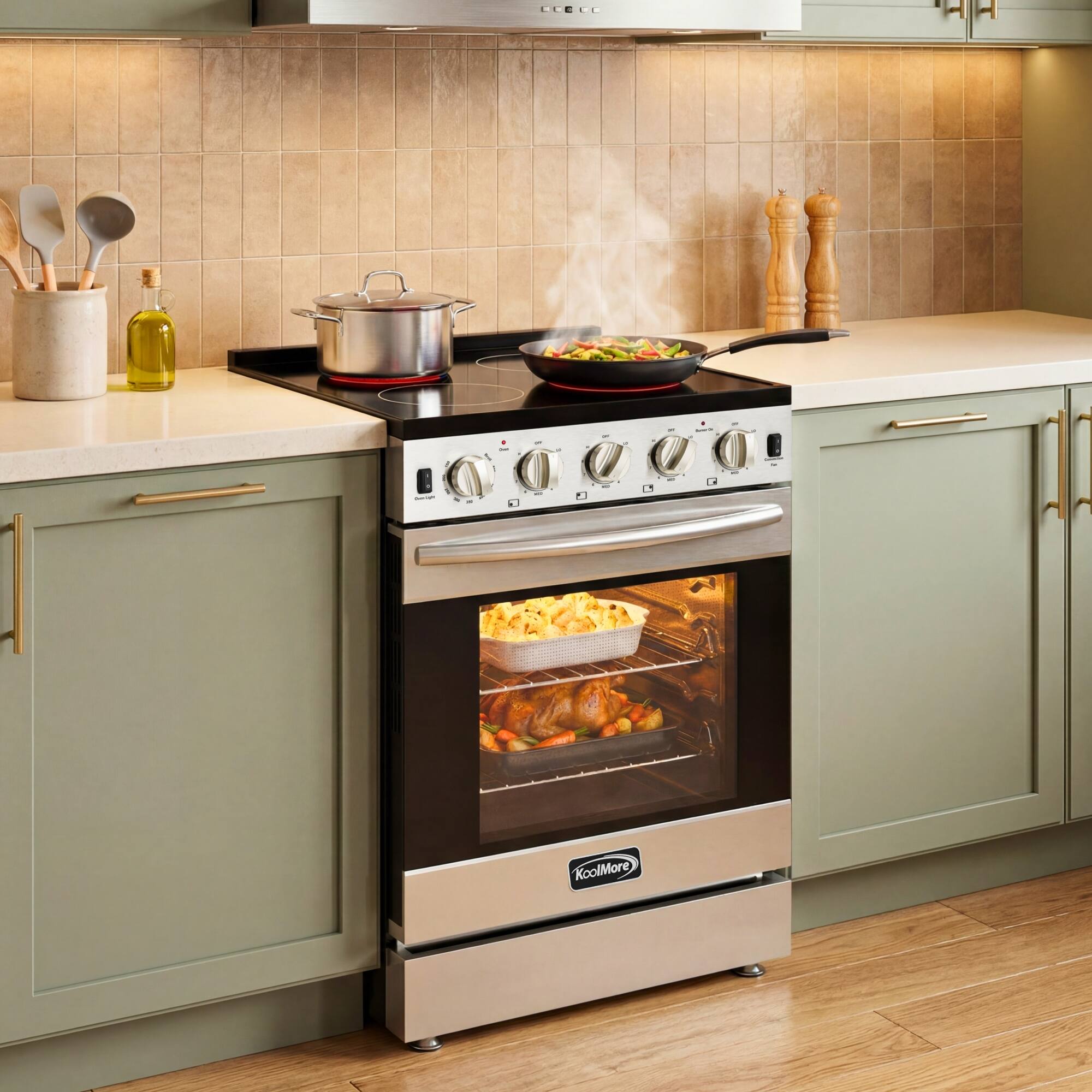 Back. Koolmore - 24 in. 4-Burner Electric Glass Top Slide-In Oven Range, 240V in Stainless Steel (KM-SER24-SS) - Stainless Steel.