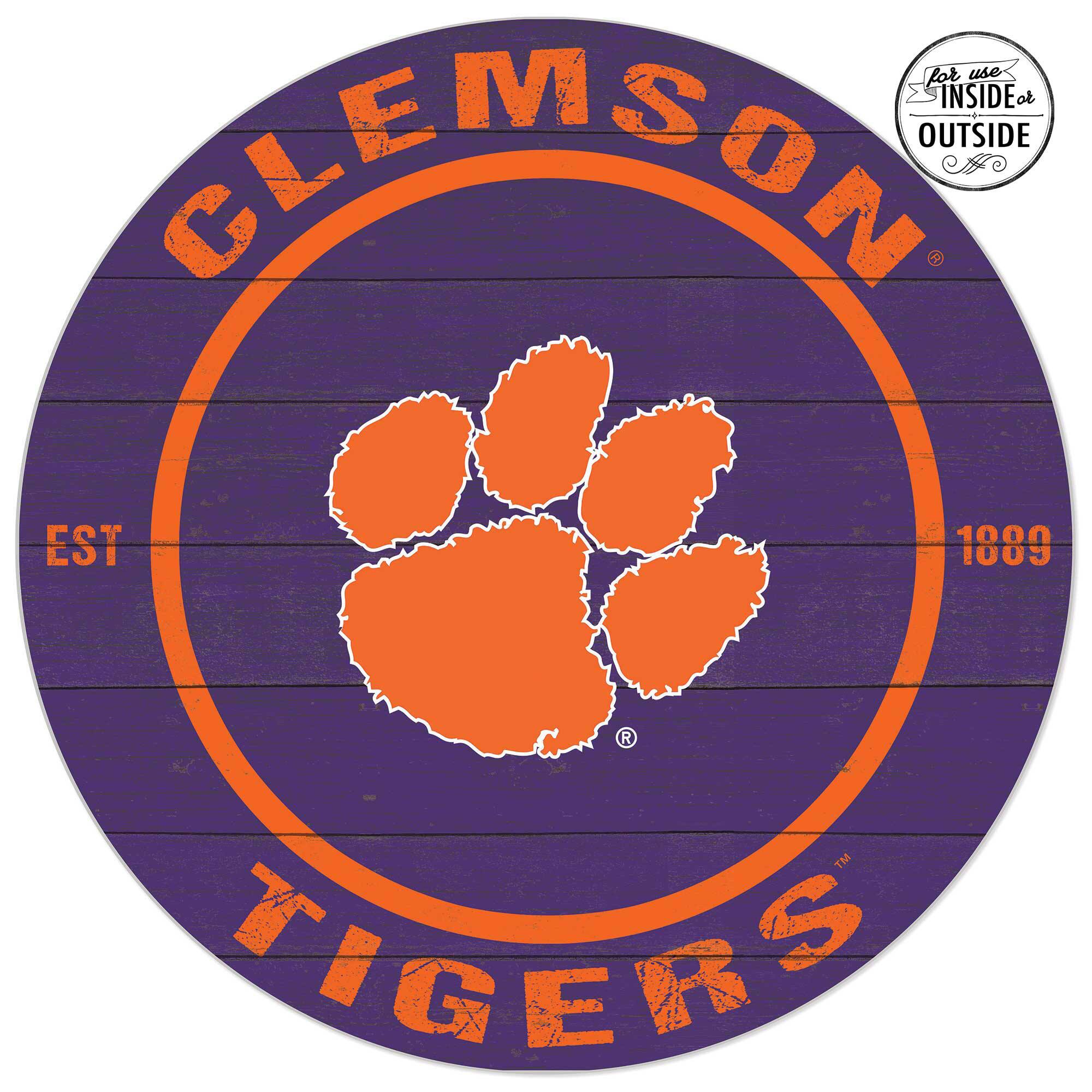 Clemson Tigers 20'' x 20'' Indoor/Outdoor Circle Sign