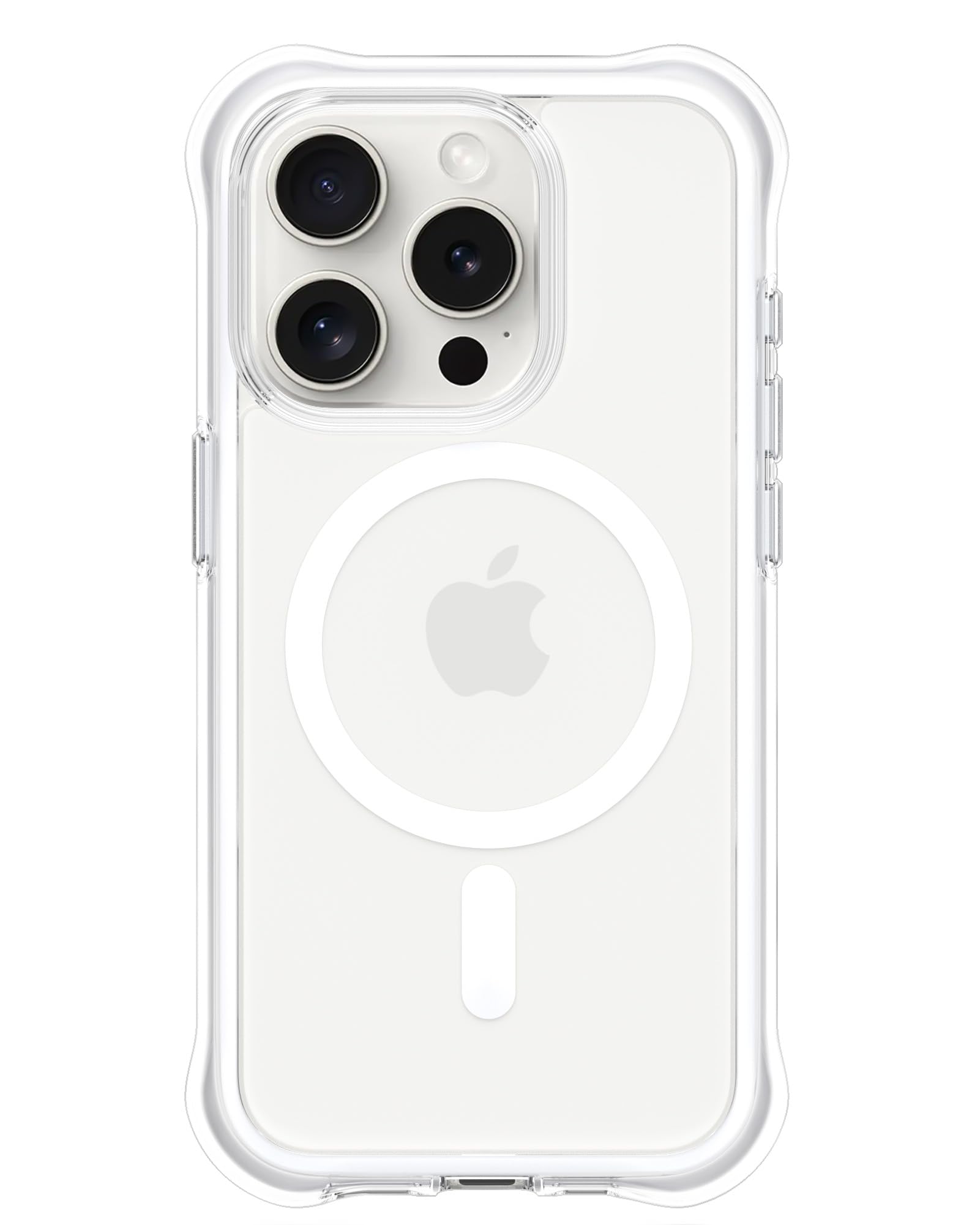 Ornarto - Air Case for iPhone 15 Pro Clear, Compatible with MagSafe, Military-Grade Drop Protection Case - White