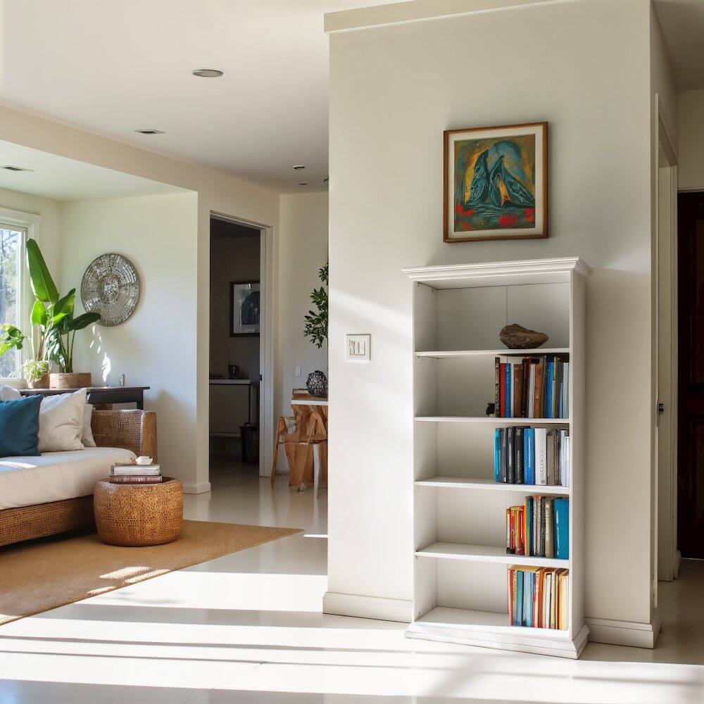 Alt View 2. FurniFact - 5 Shelf Bookcase - Elegant Tall Bookshelf for Home and Office Use - White.