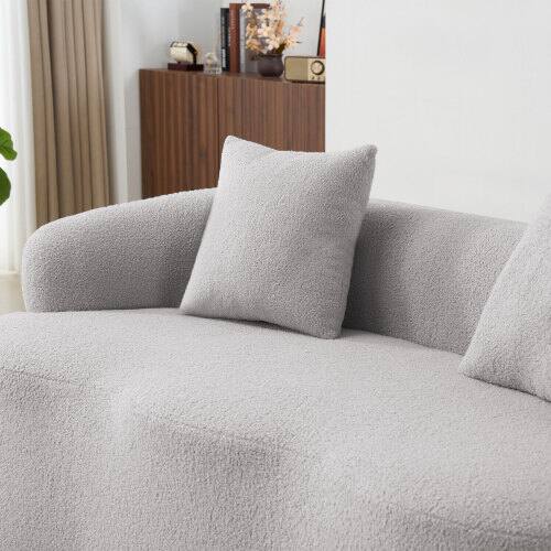 Back. Anysun - Curved Loveseat Sofa with Round Armrest - Compression Couch, 2 Pillows, No Assembly for Small Spaces - Gray.