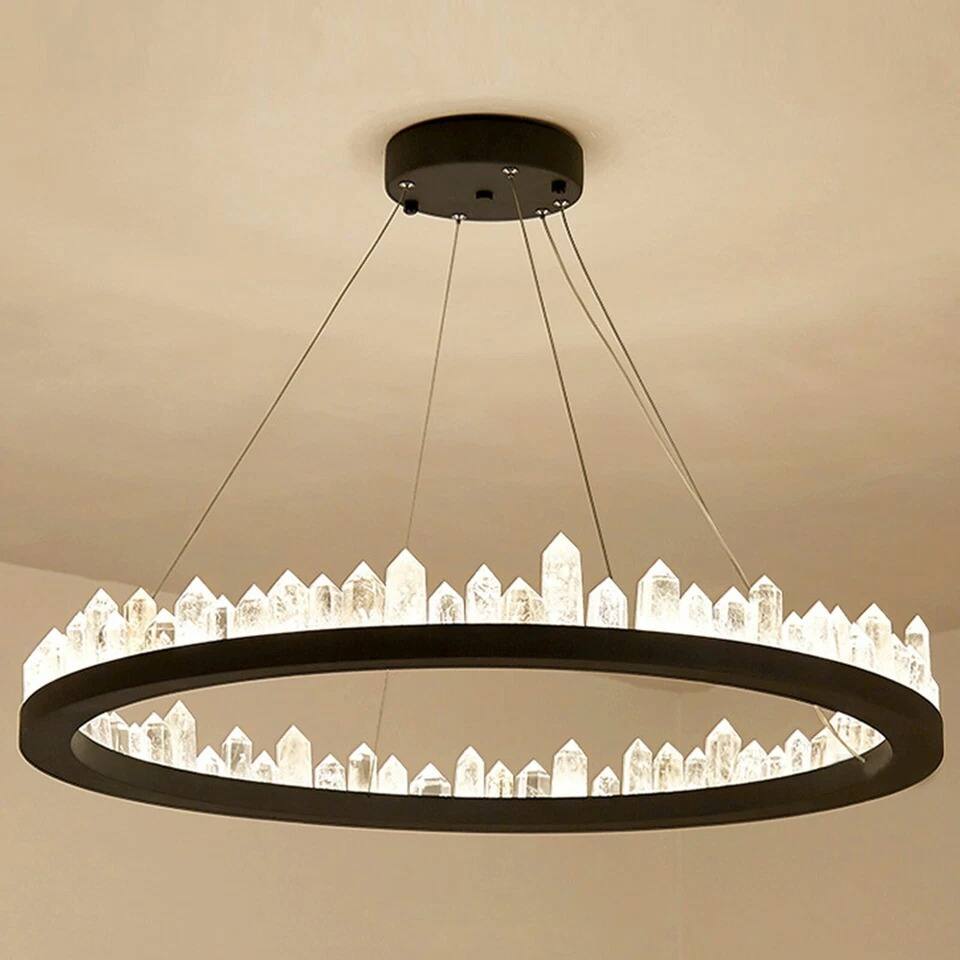 Alt View 2. Home Collection - K9 Crystal Round LED Pendant Chandelier Ring Ceiling Light 31in Modern Fixture.