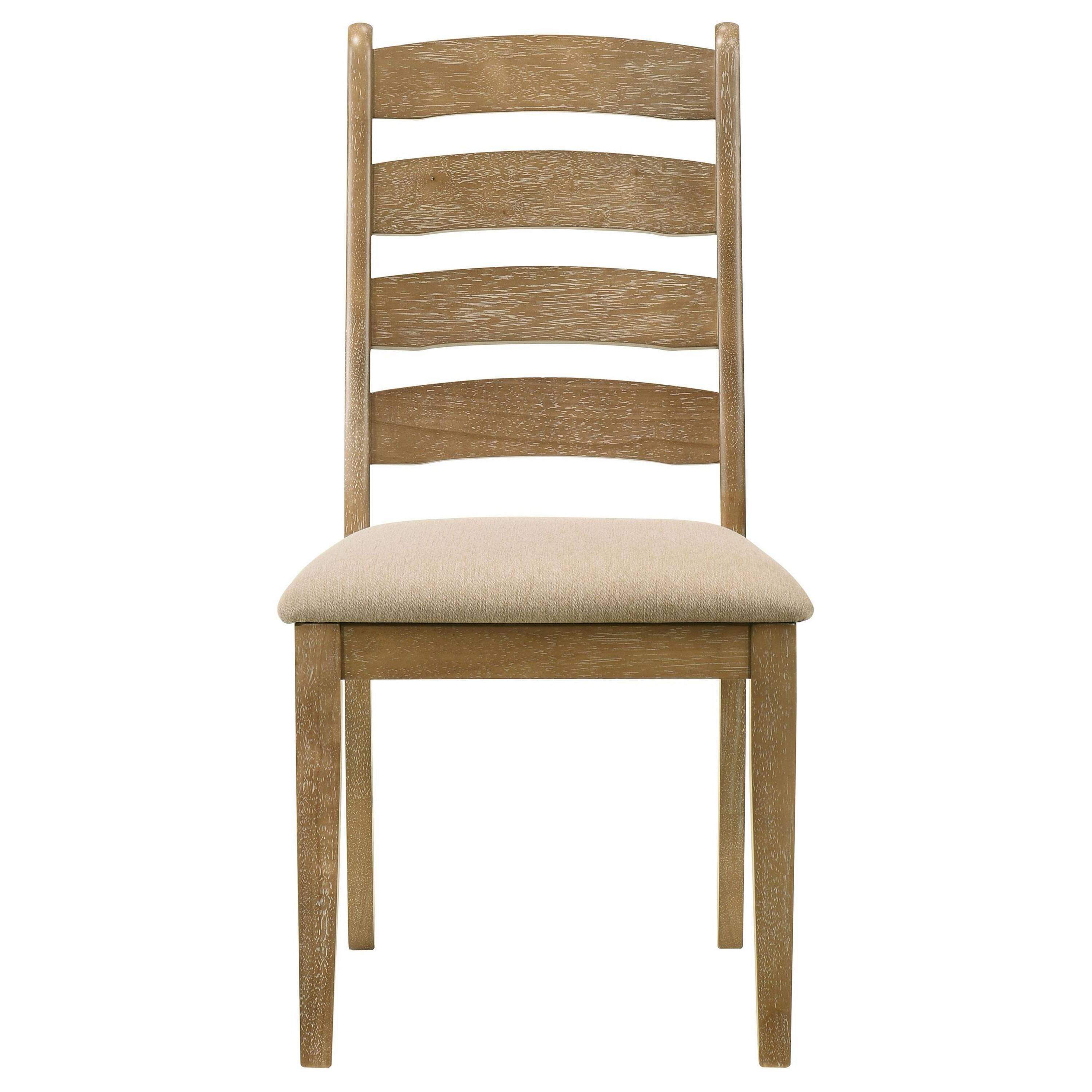 Alt View 1. Manhattan Lane - Danie Dining Side Chair Set of 2, Ladderback, Brown Wood, Beige Fabric - Brown, Beige.