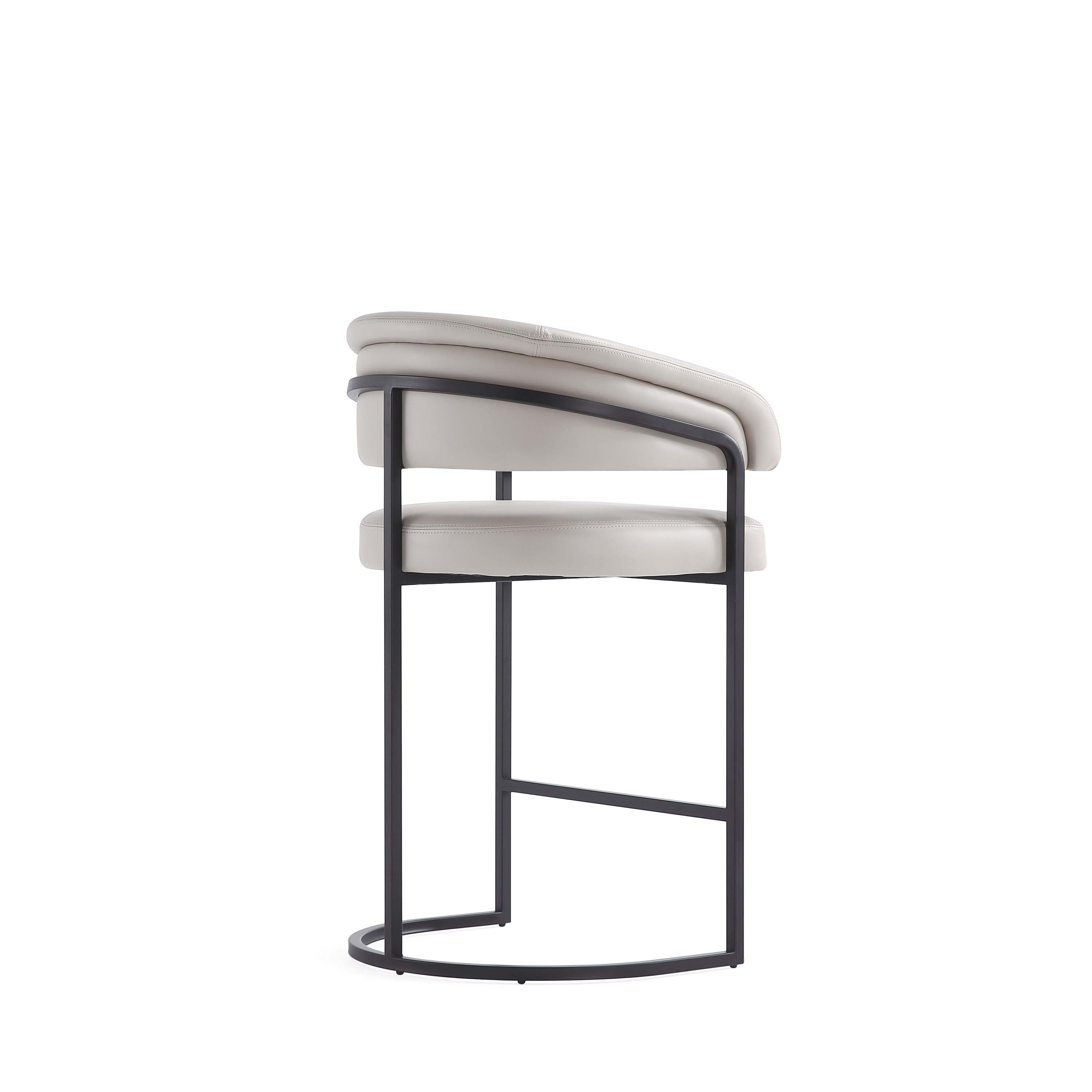 Alt View 4. Manhattan Comfort - Augusta Modern Metal Upholstered Counter Stool - Set of 3 - Light Gray.